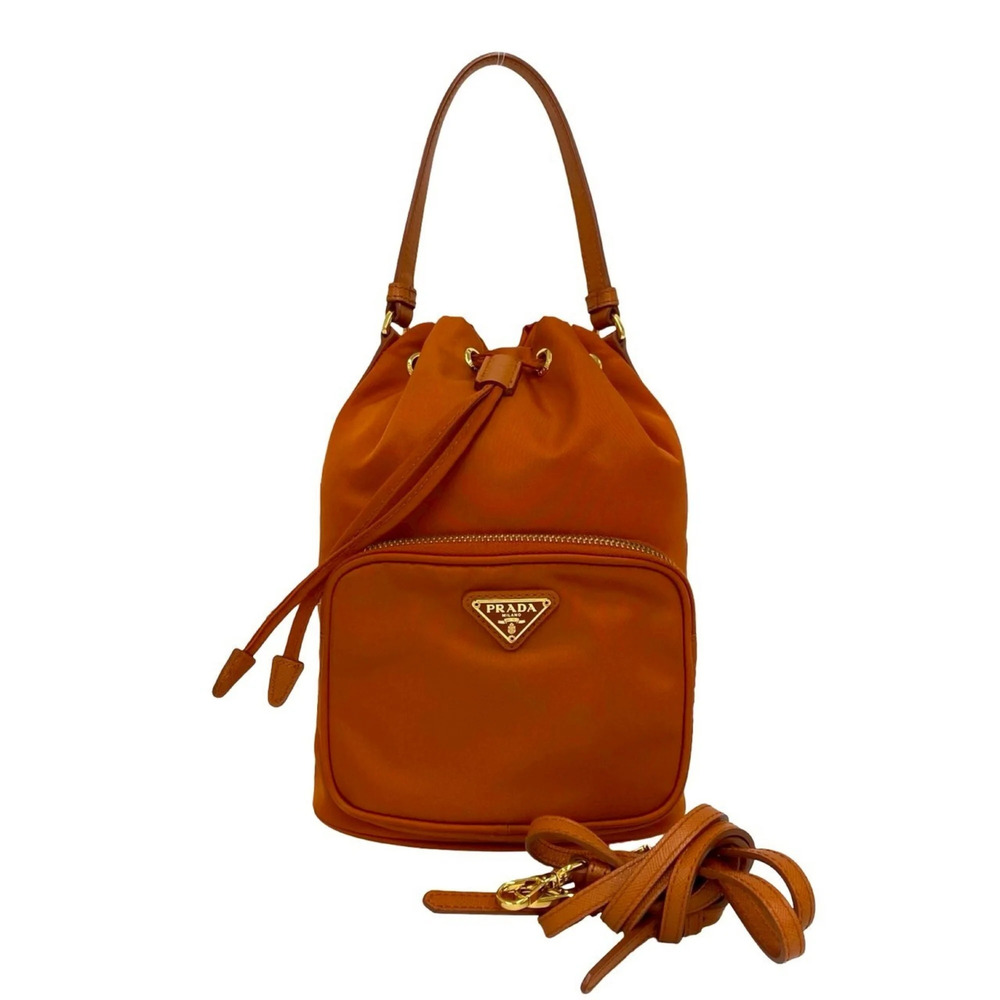 PRADA Orange Leather Saffiano Shoulder Bag - Picture 1 of 10